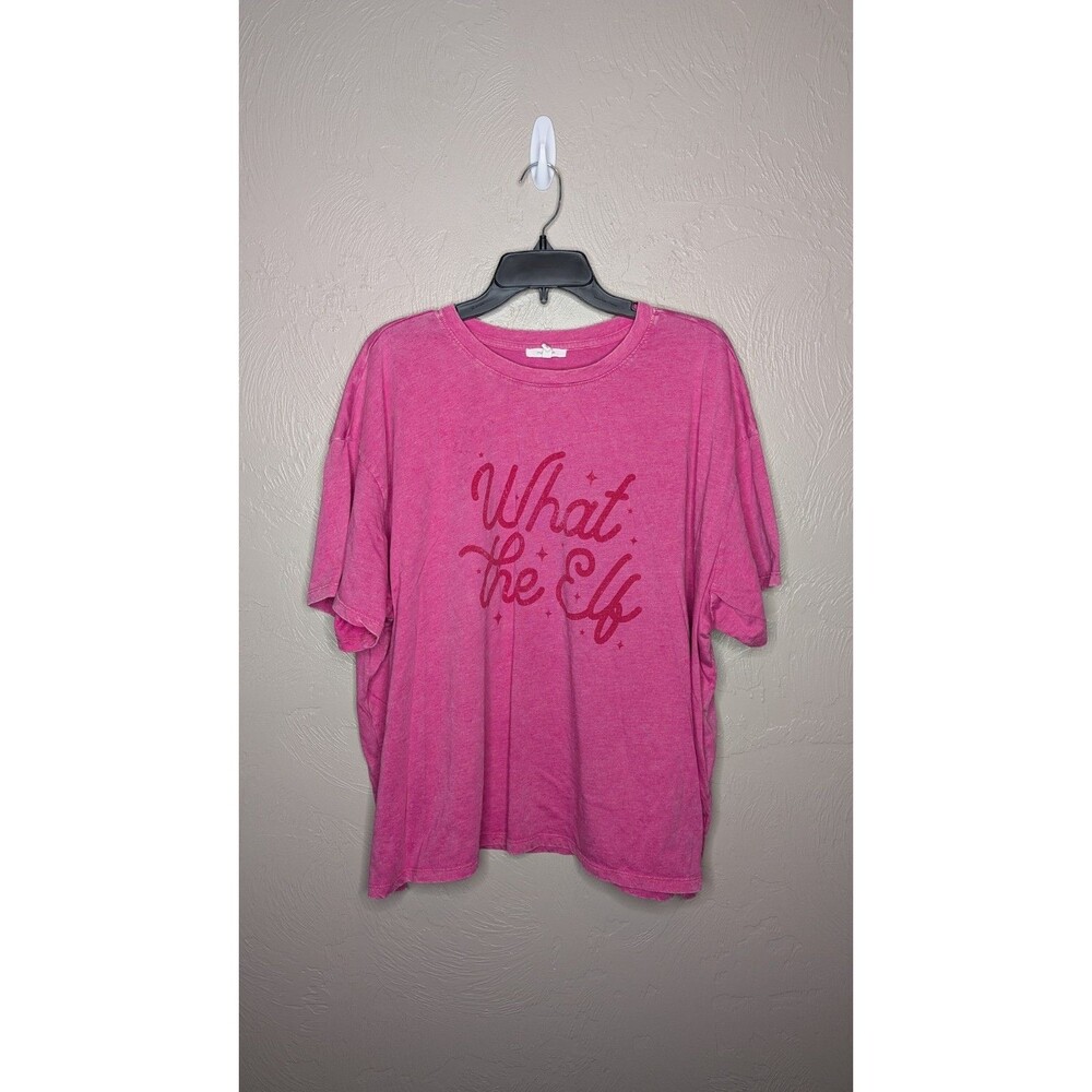 Maurices Womens Plus 3X Vintage Red "What The Elf" Boxy T Shirt